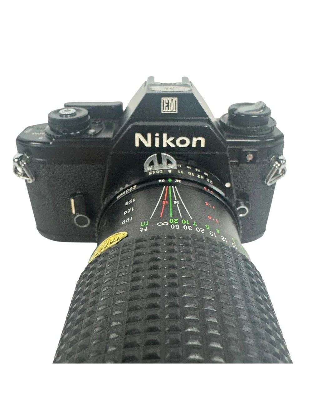 Nikon EM w/ SEIKANON MC Auto Zoom 75-200mm 1:4.5 Lens + Orignal Box + Extras